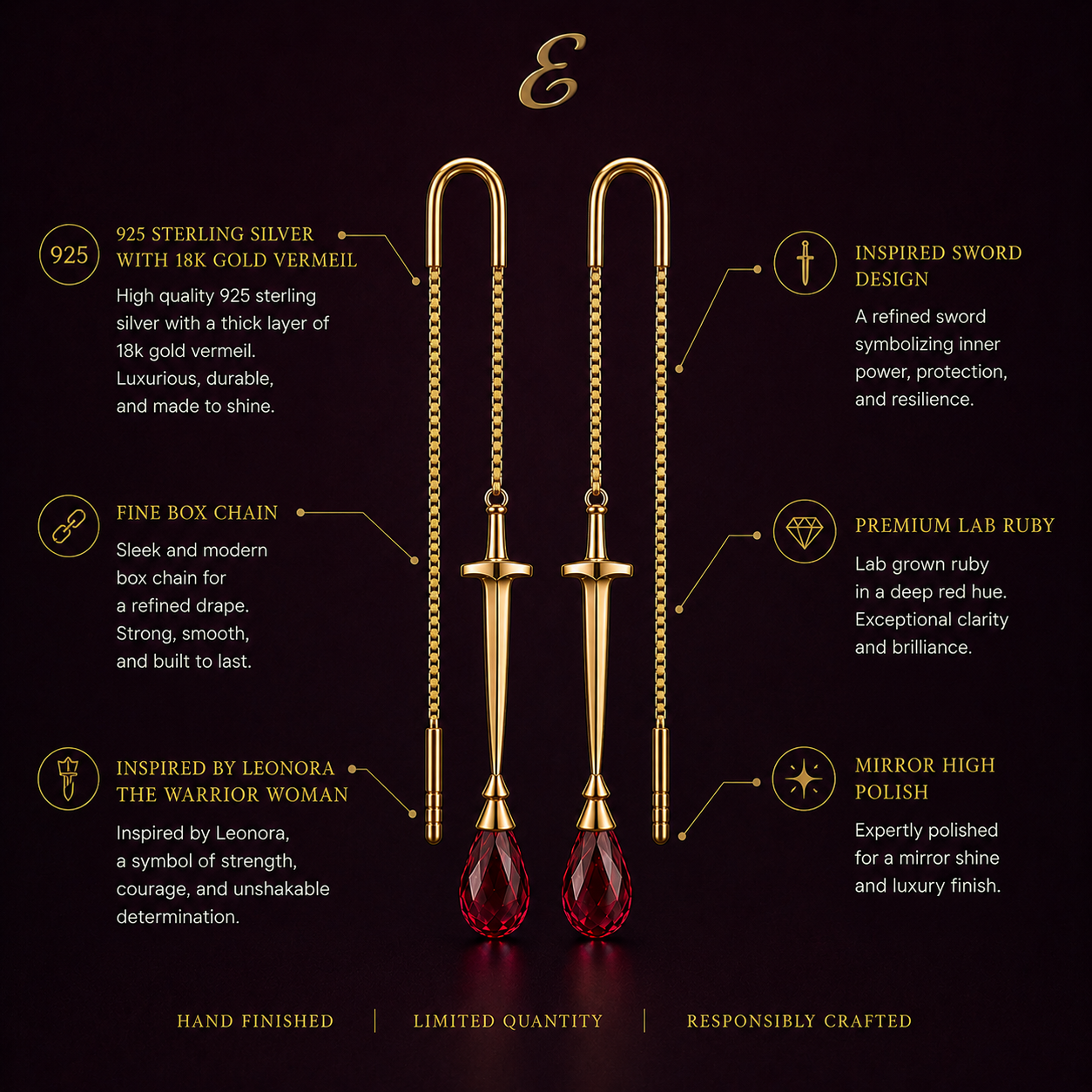 The Sovereign - Sword Threader Earrings