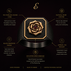 925 Sterling silver signet ring with black rhodium finish, 18k gold vermeil rose emblem, natural ruby center